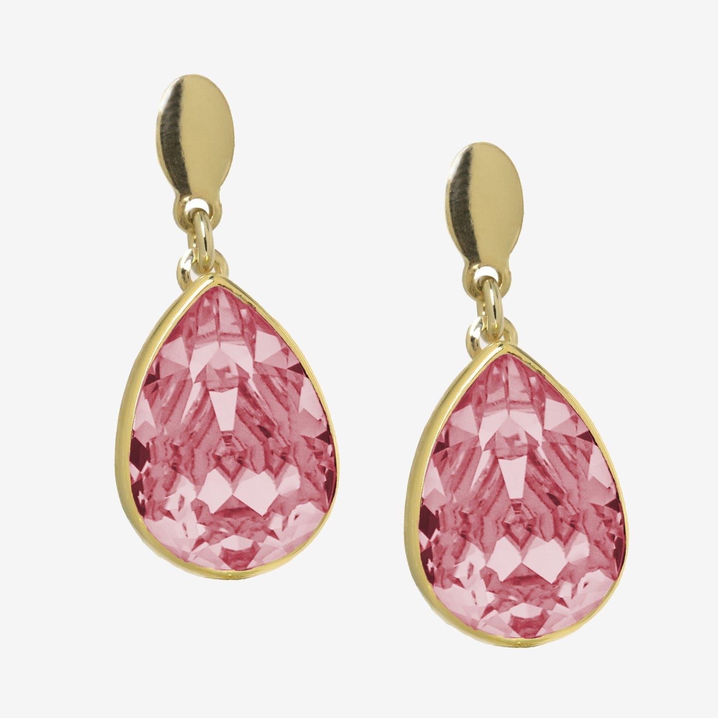 Pendientes cortos Essential lágrima cristal en Plata baño Oro