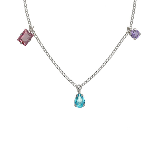 Collar corto Bay cristal multicolor en Plata