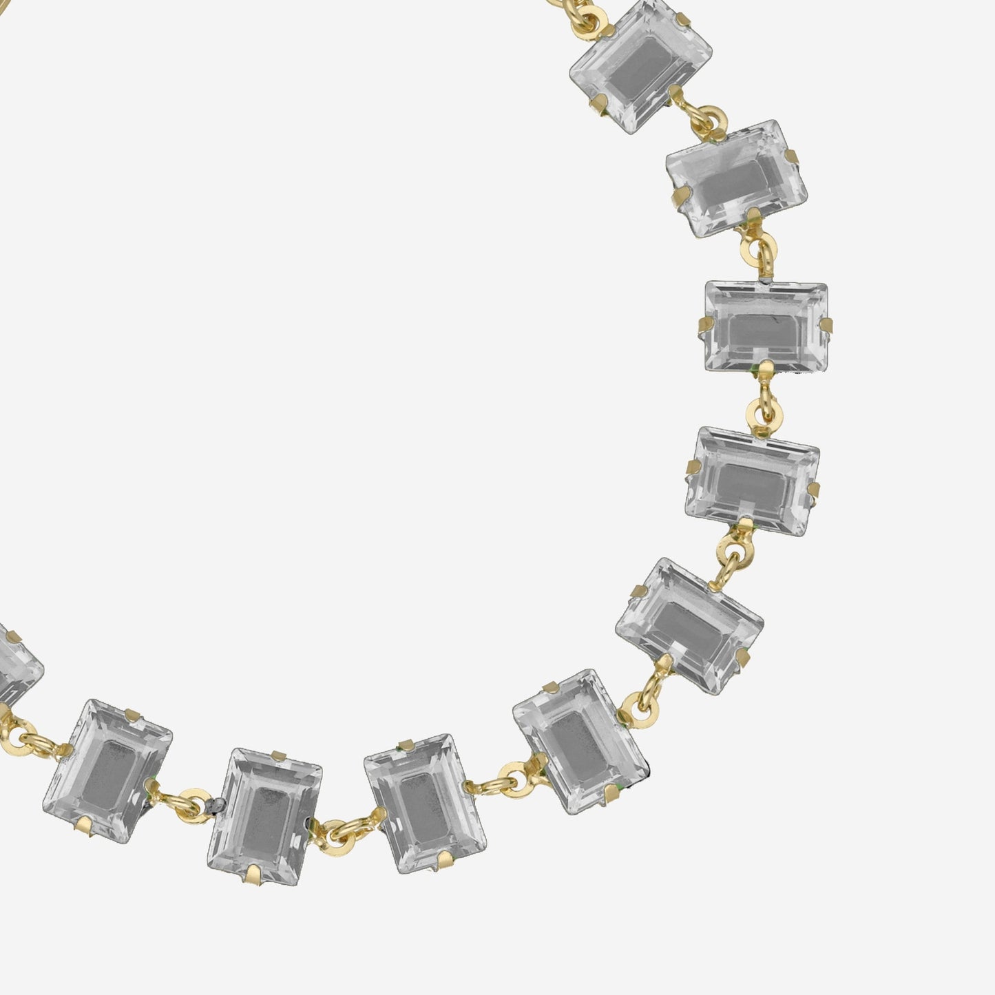 Pulsera Chiara rectángulo cristal en Plata baño Oro