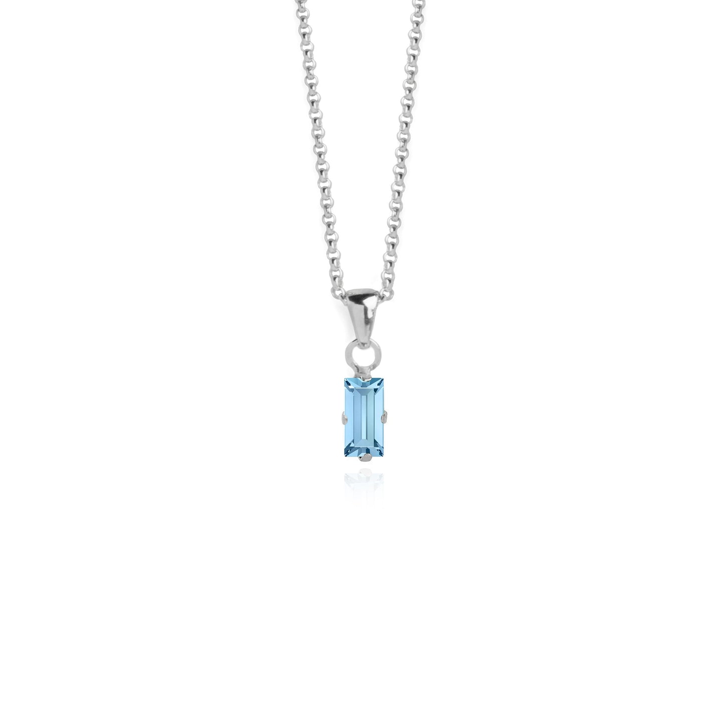Collar corto Macedonia rectángulo cristal blanco en Plata baño rodio