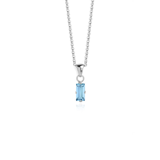 Collar corto Macedonia rectángulo cristal blanco en Plata baño rodio