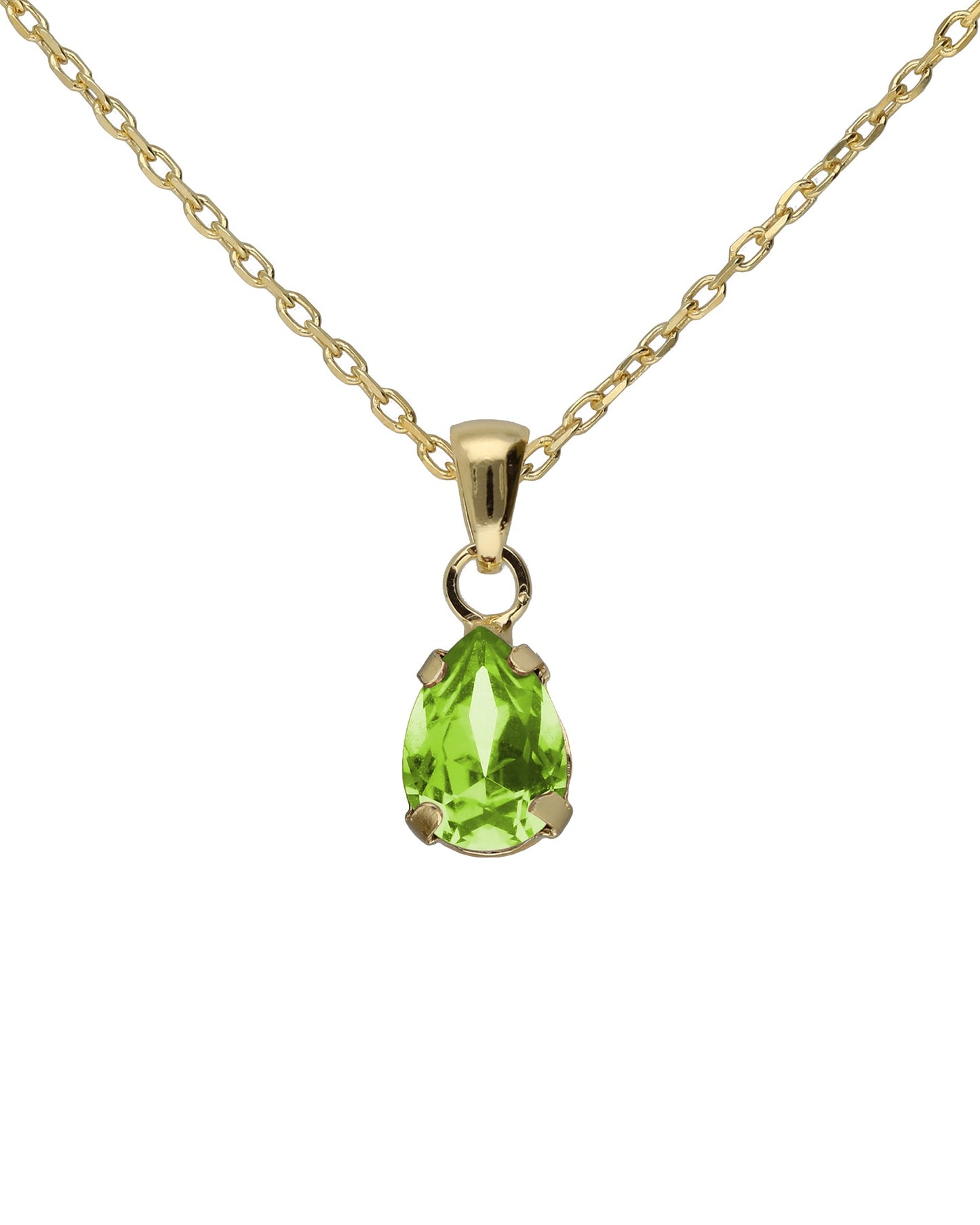 Collar corto lágrima Birthstone con cristal en Plata baño Oro