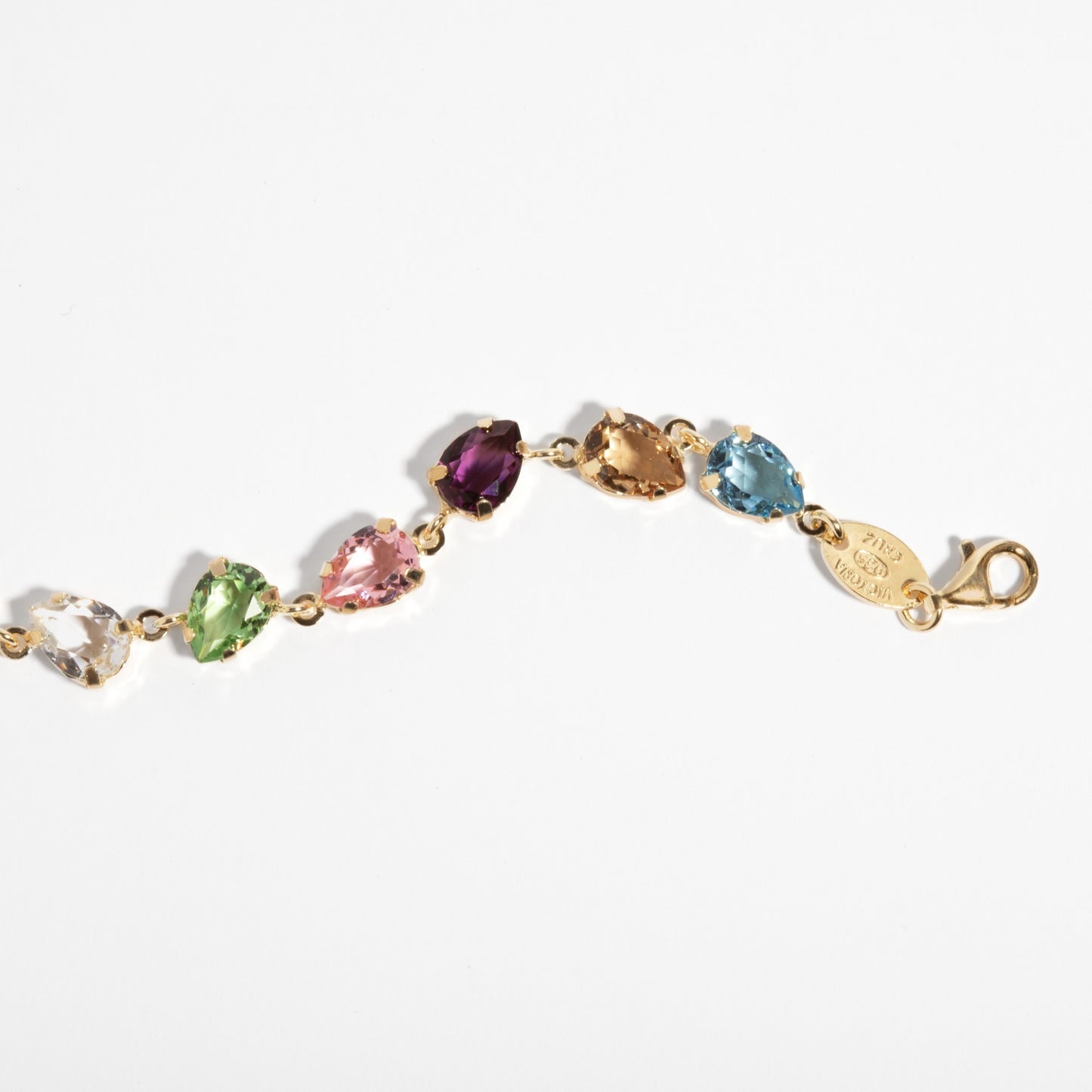 Pulsera Magnolia ajustable lágrima cristal color multicolor en Plata baño Oro