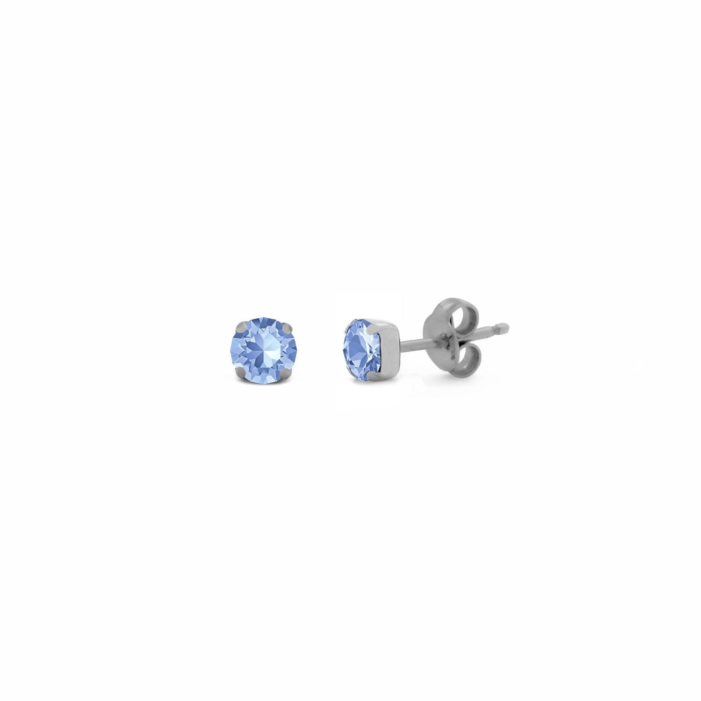 Pendientes botón Celine círculo cristal en Plata baño rodio