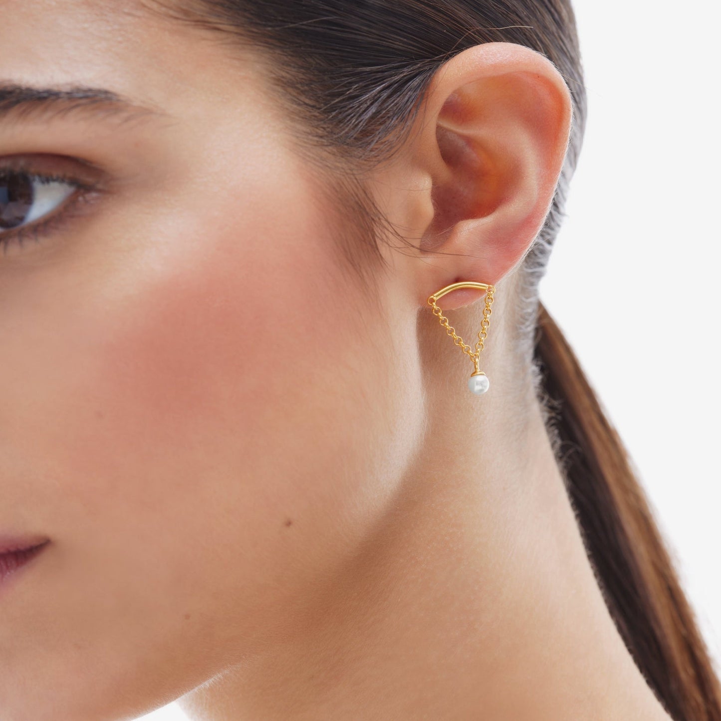 Pendientes cortos Milan perla en Plata