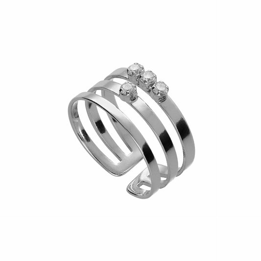 Anillo ajustable Briseida cristal blanco en Plata