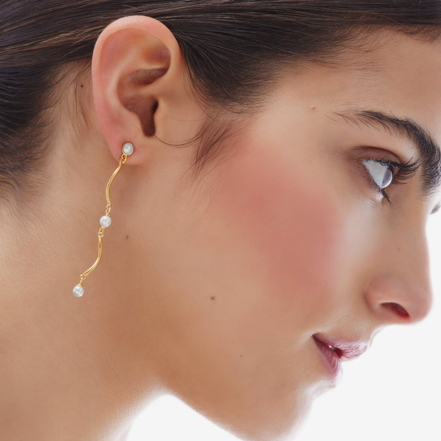 Pendientes largos Milan perla en Plata