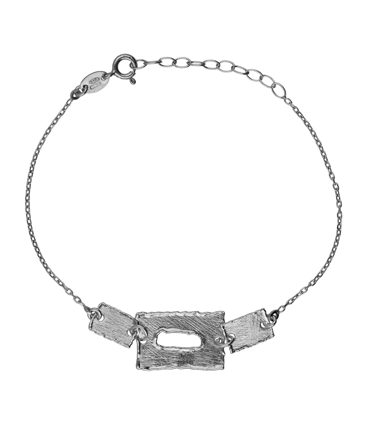 Pulsera textura rectángulo Alaska en Plata