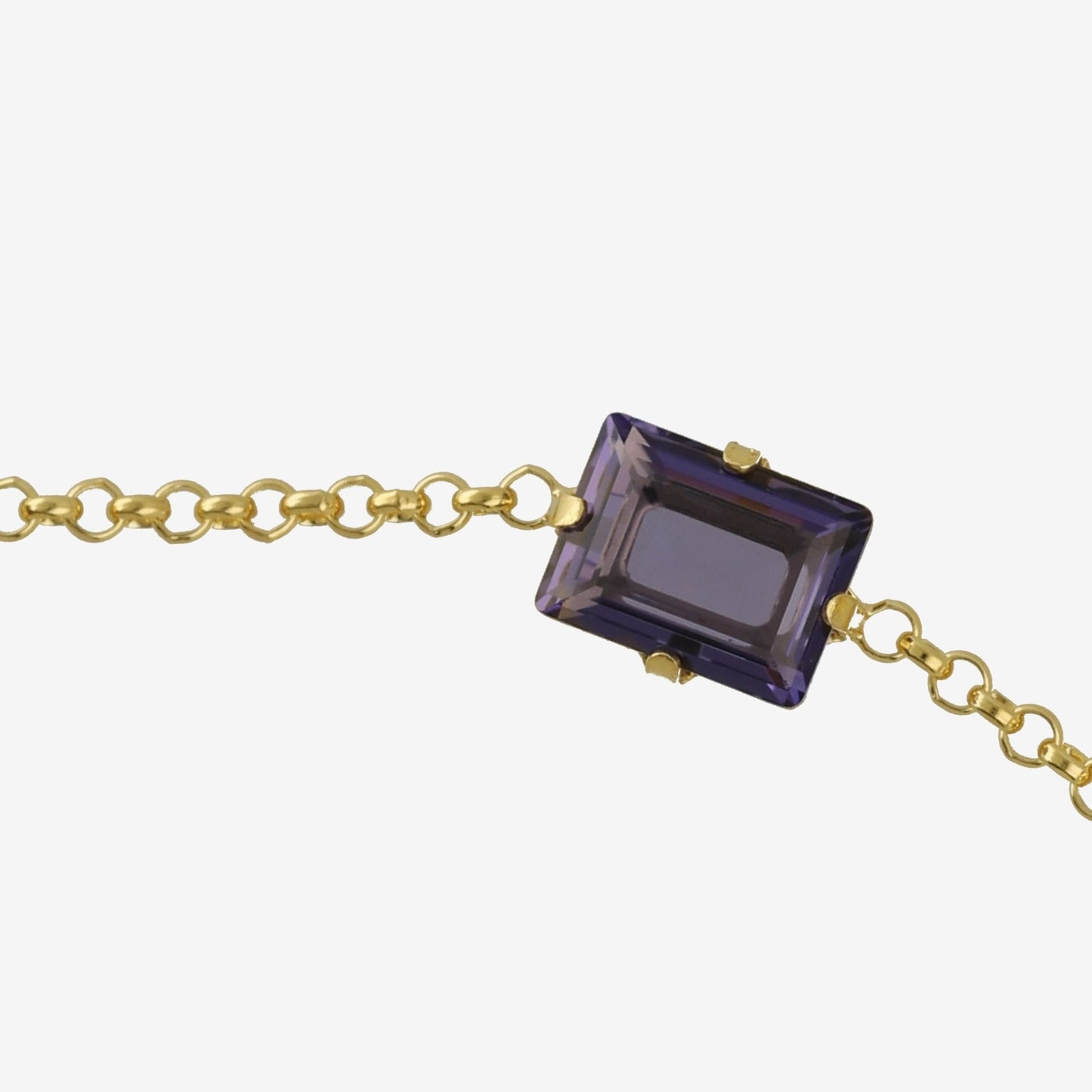 Pulsera rectángulo Borea con cristal multicolor en Plata baño Rodio