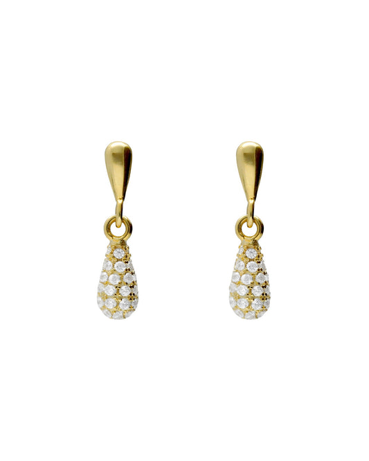 Pendientes cortos Lux gota con circonita blanca en Plata
