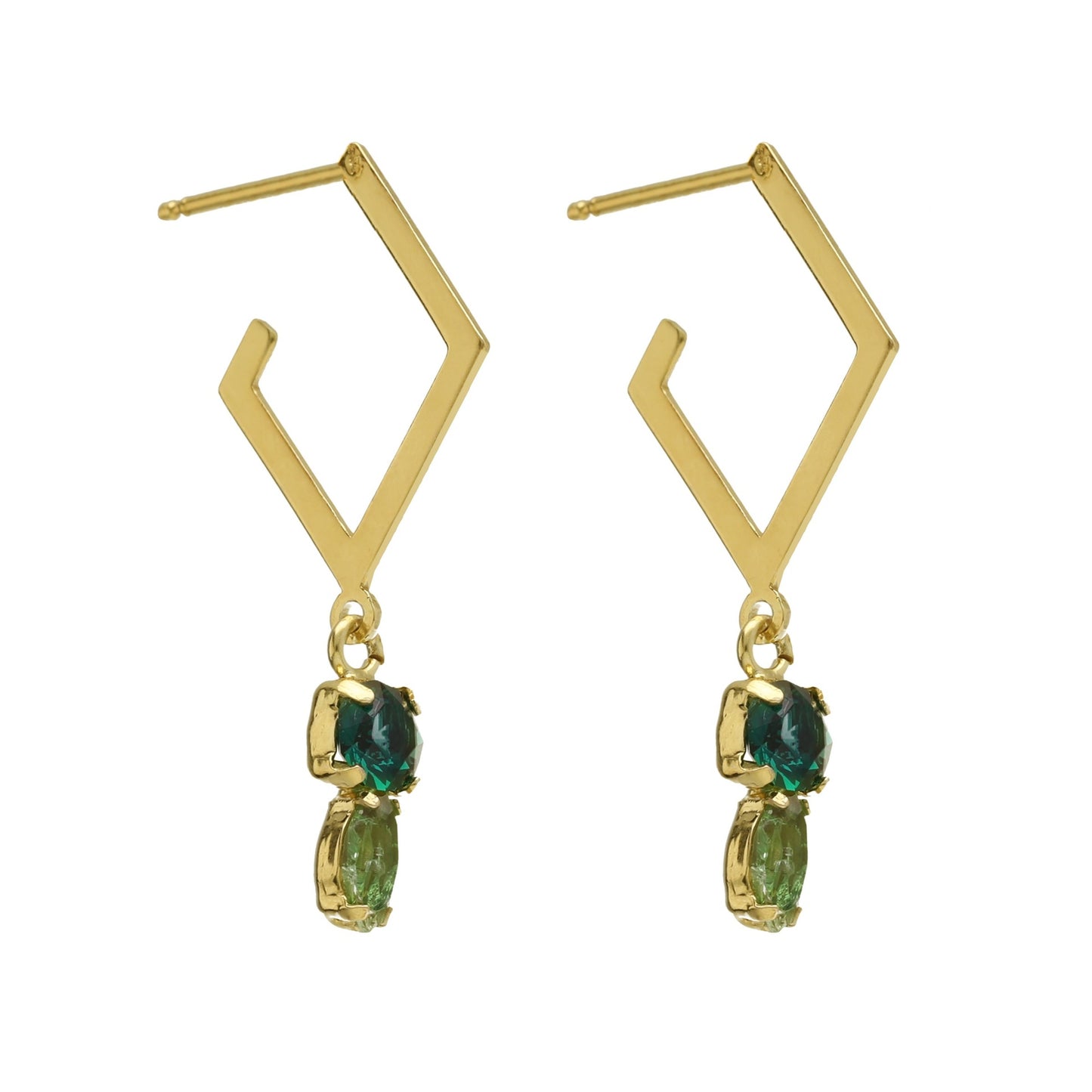 Pendientes aro Paris rombo cristal en Plata baño Oro