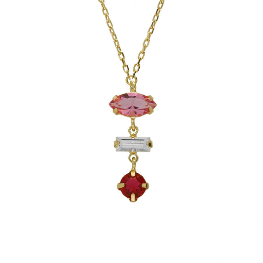 Collar corto Passion cristal color en Plata baño Oro