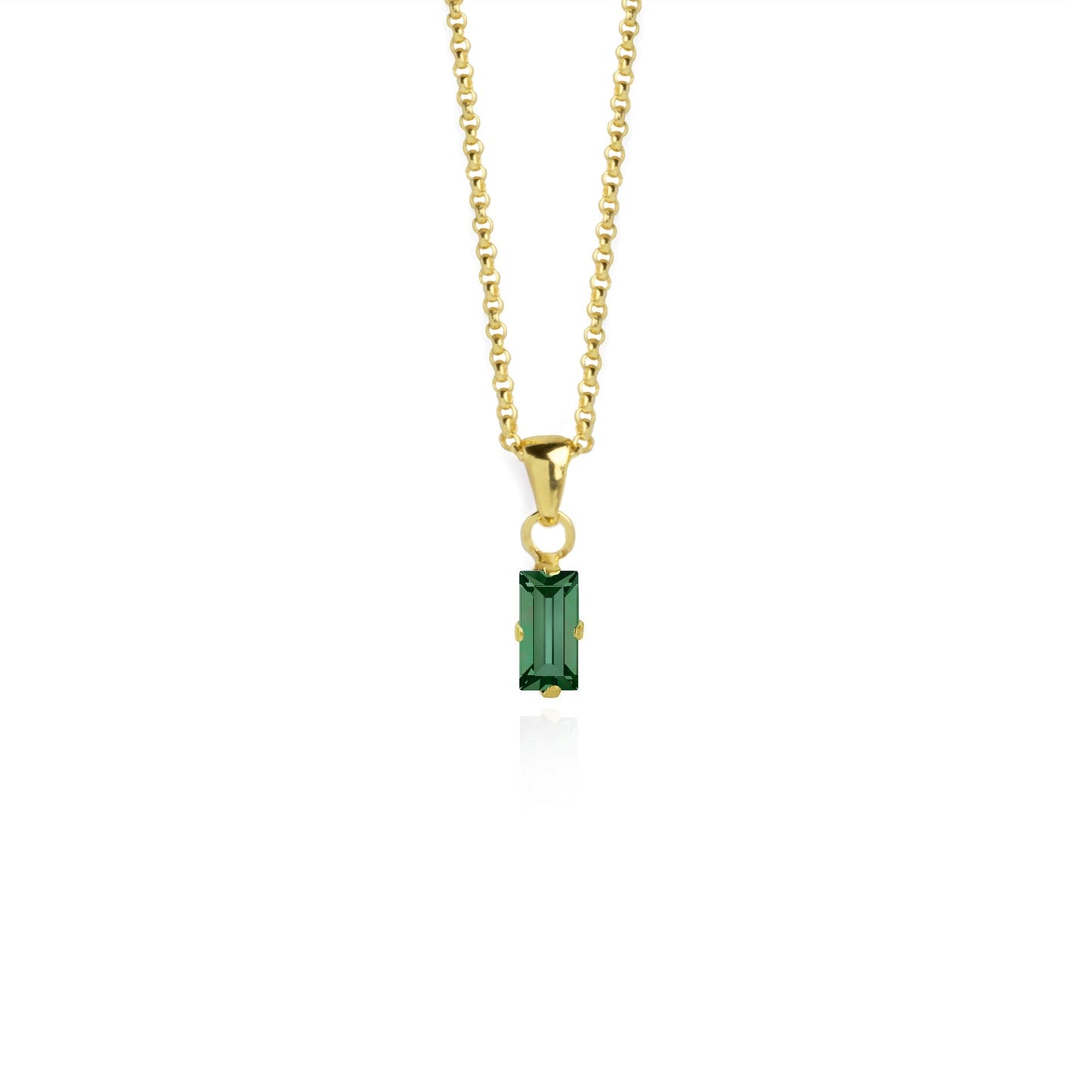 Collar corto Macedonia rectángulo cristal en Plata baño Oro
