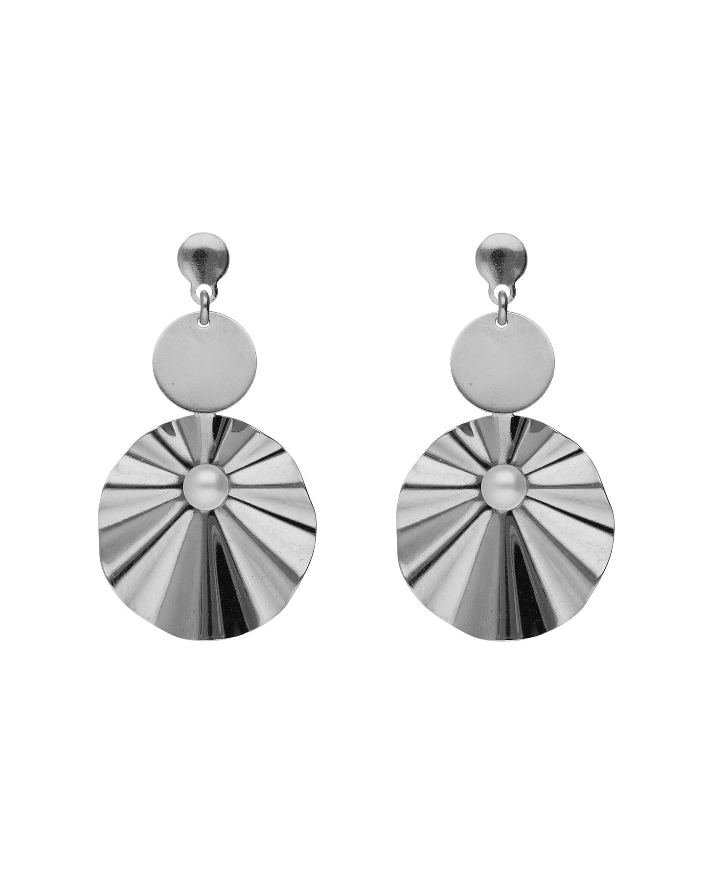 Pendientes largos círculo Alpina con perla en Plata