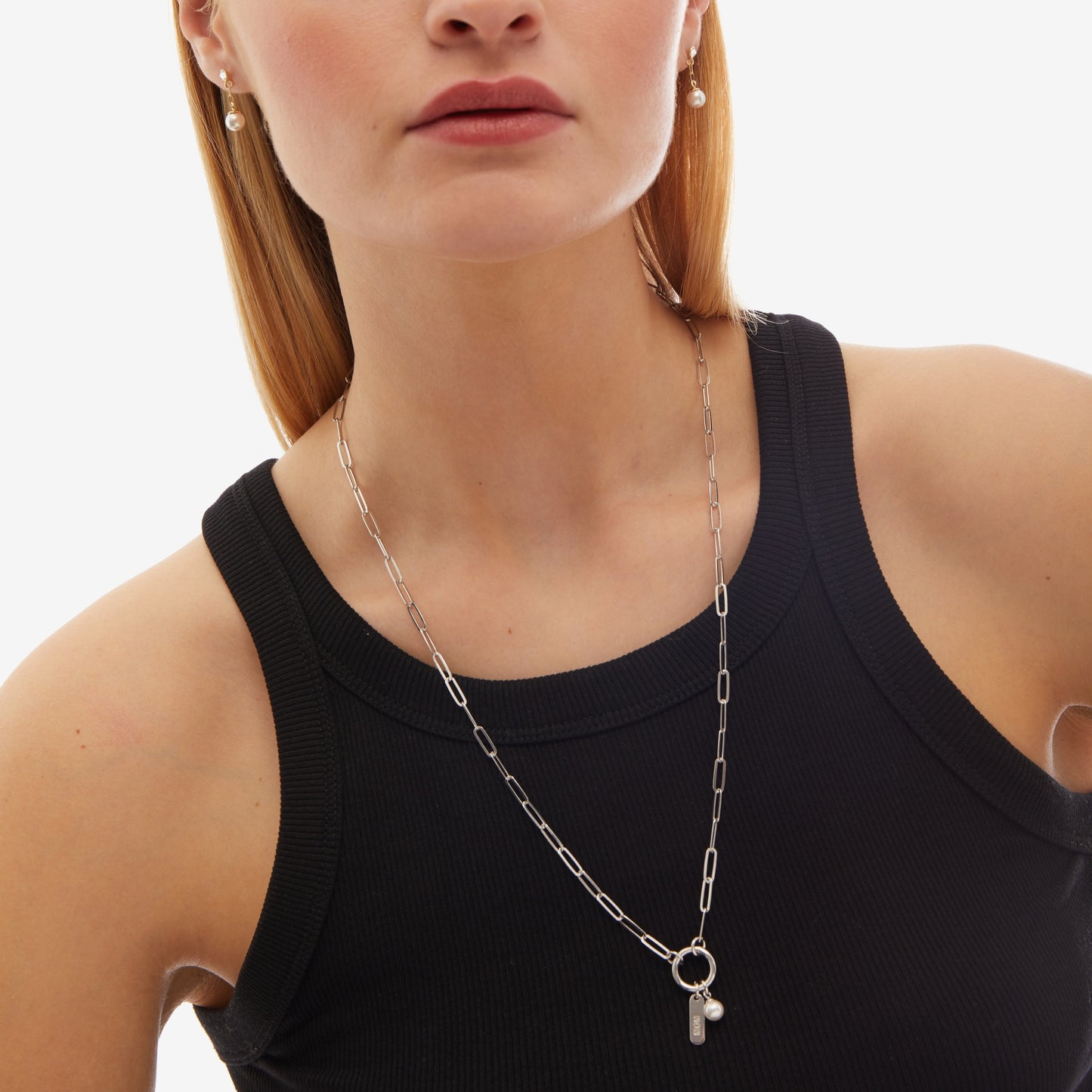 Collar largo Mother perla en Plata