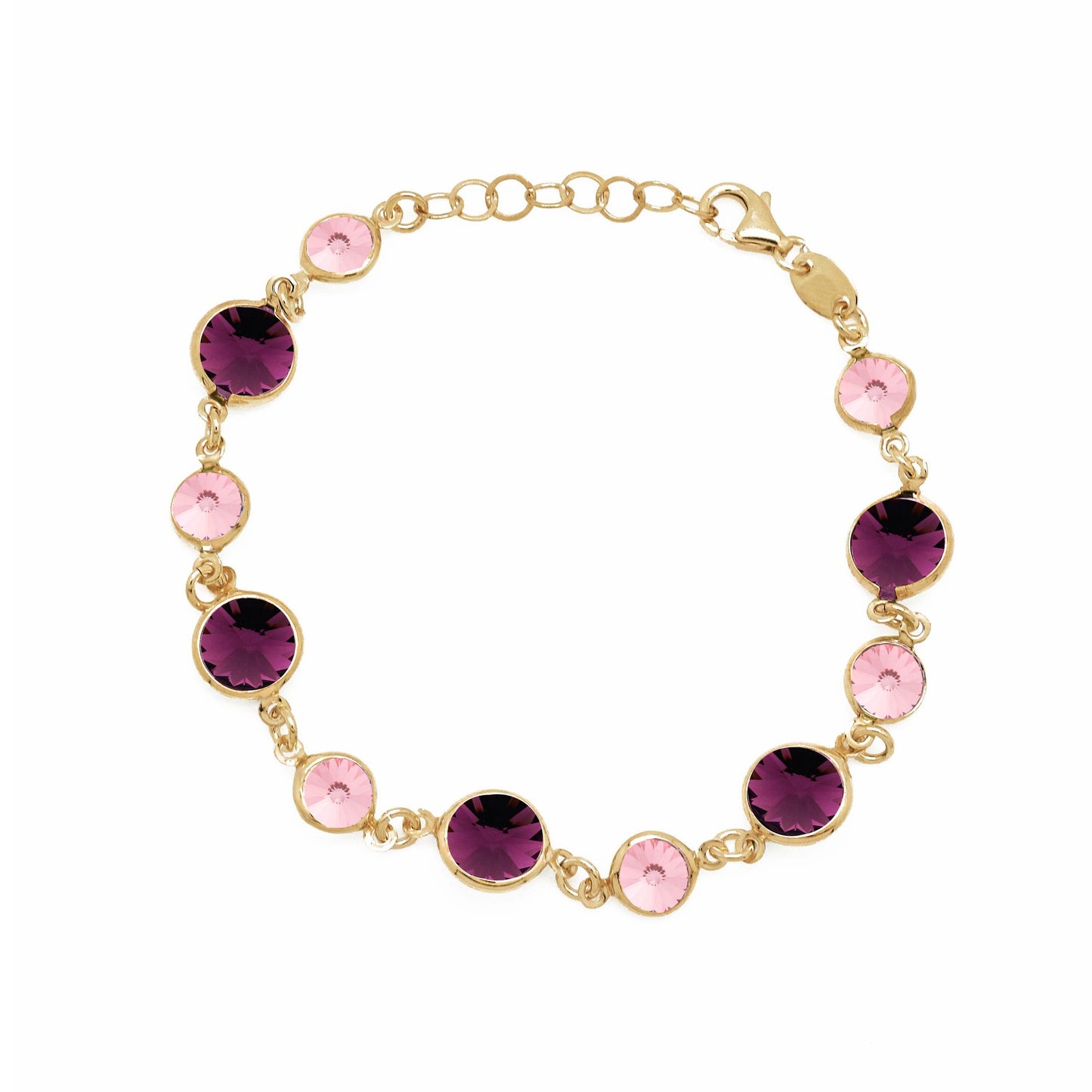 Pulsera Basic círculo 7 y 9mm cristal en Plata baño Oro