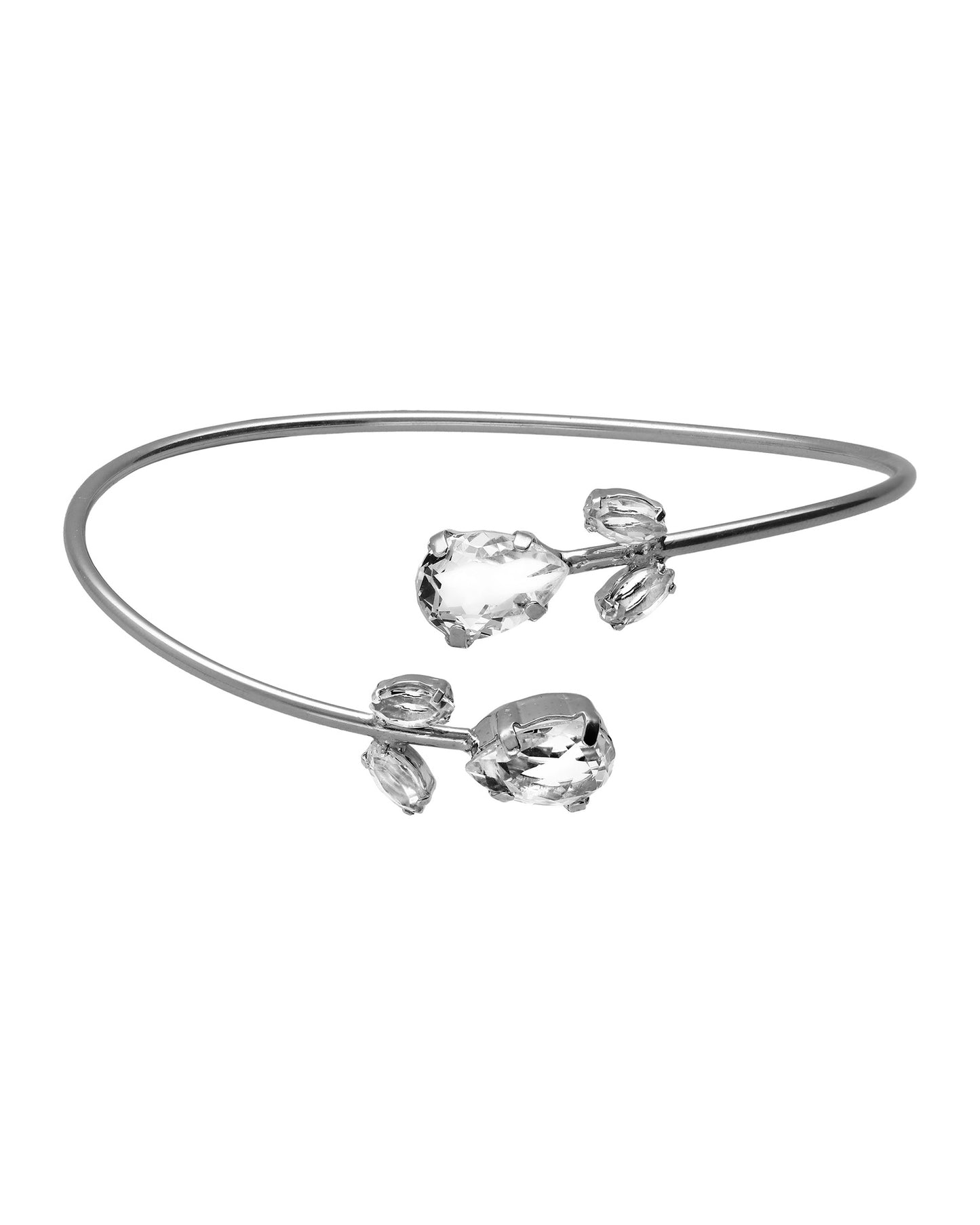 Brazalete lágrima Lieve con cristal blanco en Plata baño Rodio