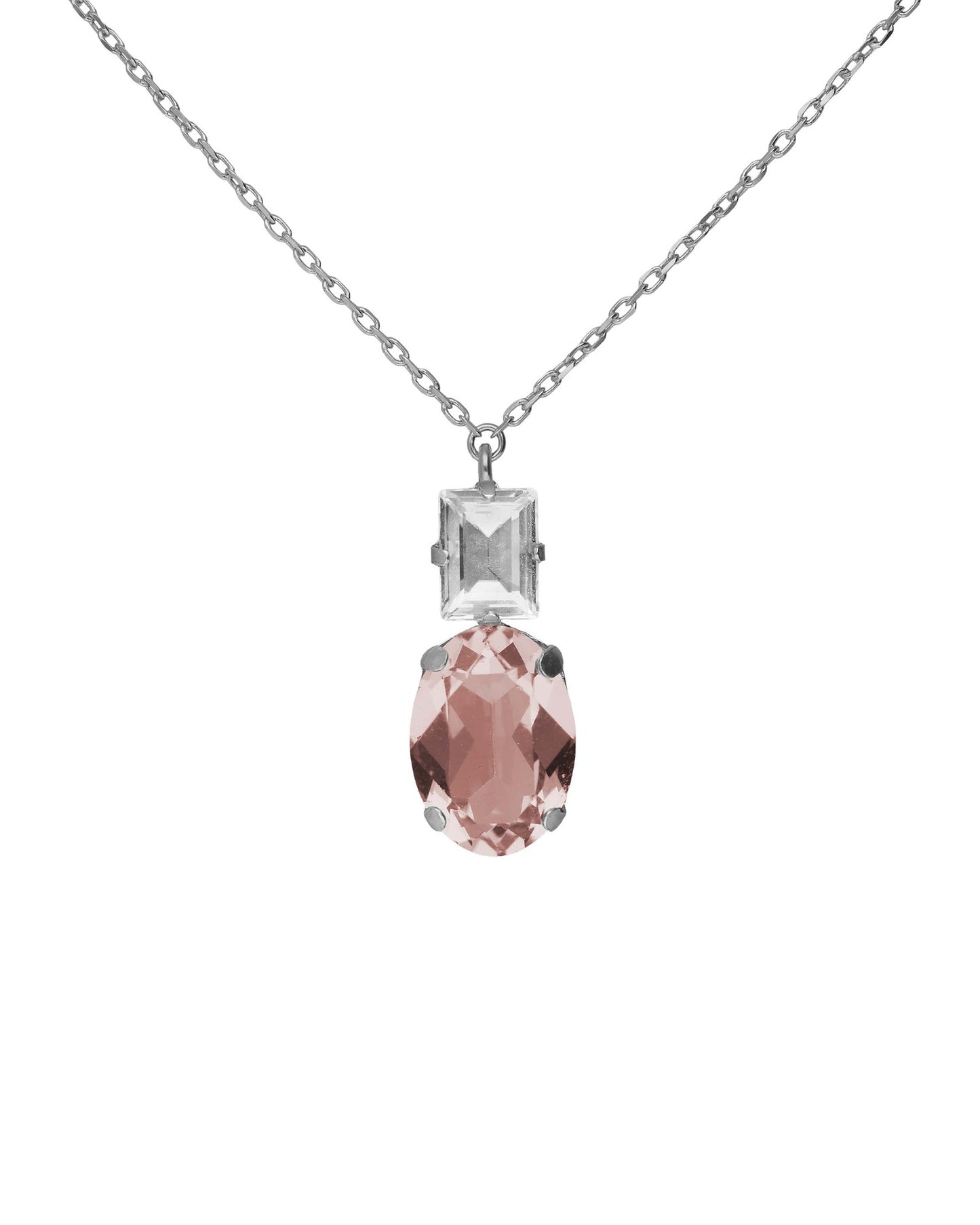 Collar corto oval Ombra con cristal en Plata baño Rodio