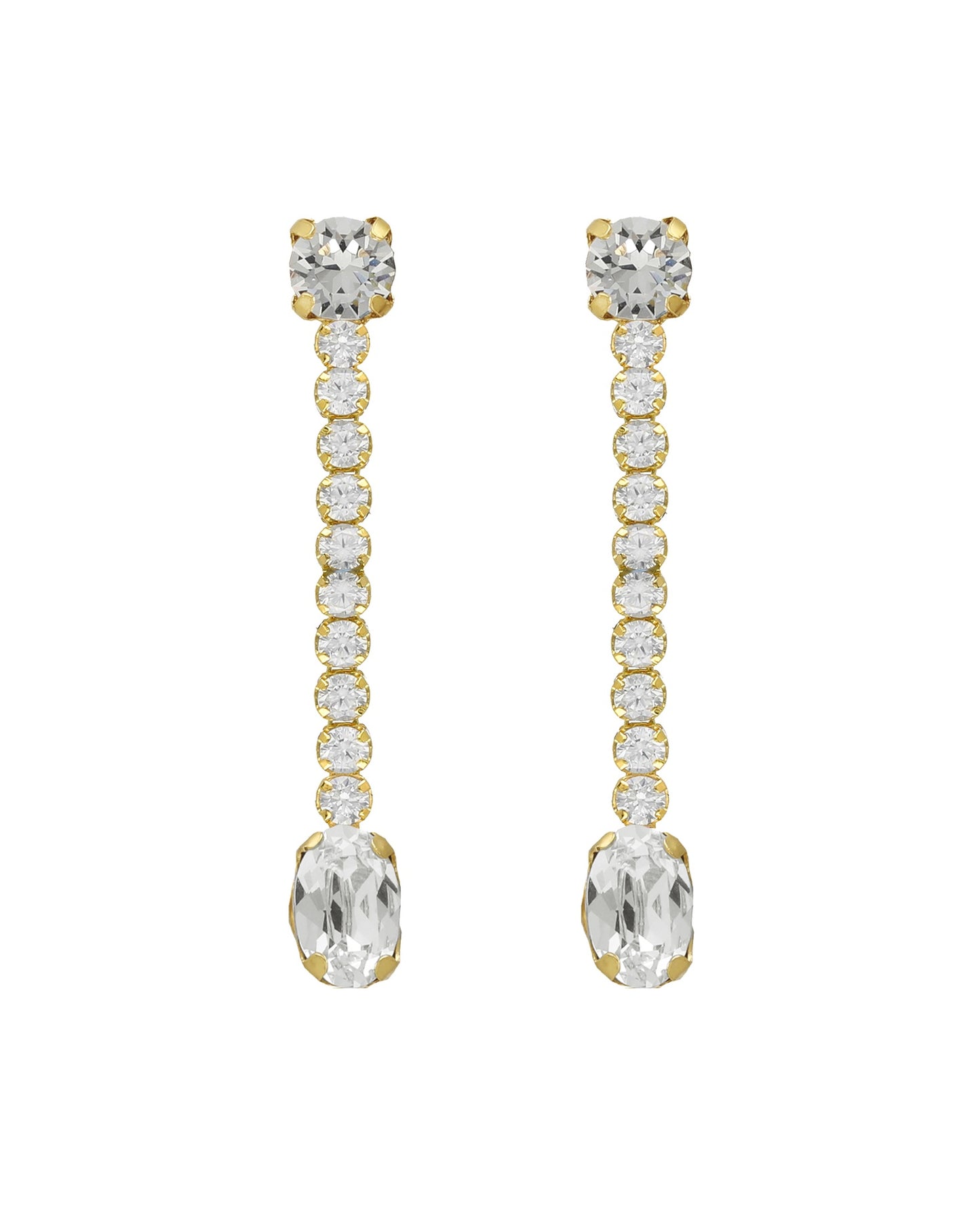 Pendientes largos Lieve con cristal riviere blanco en Plata