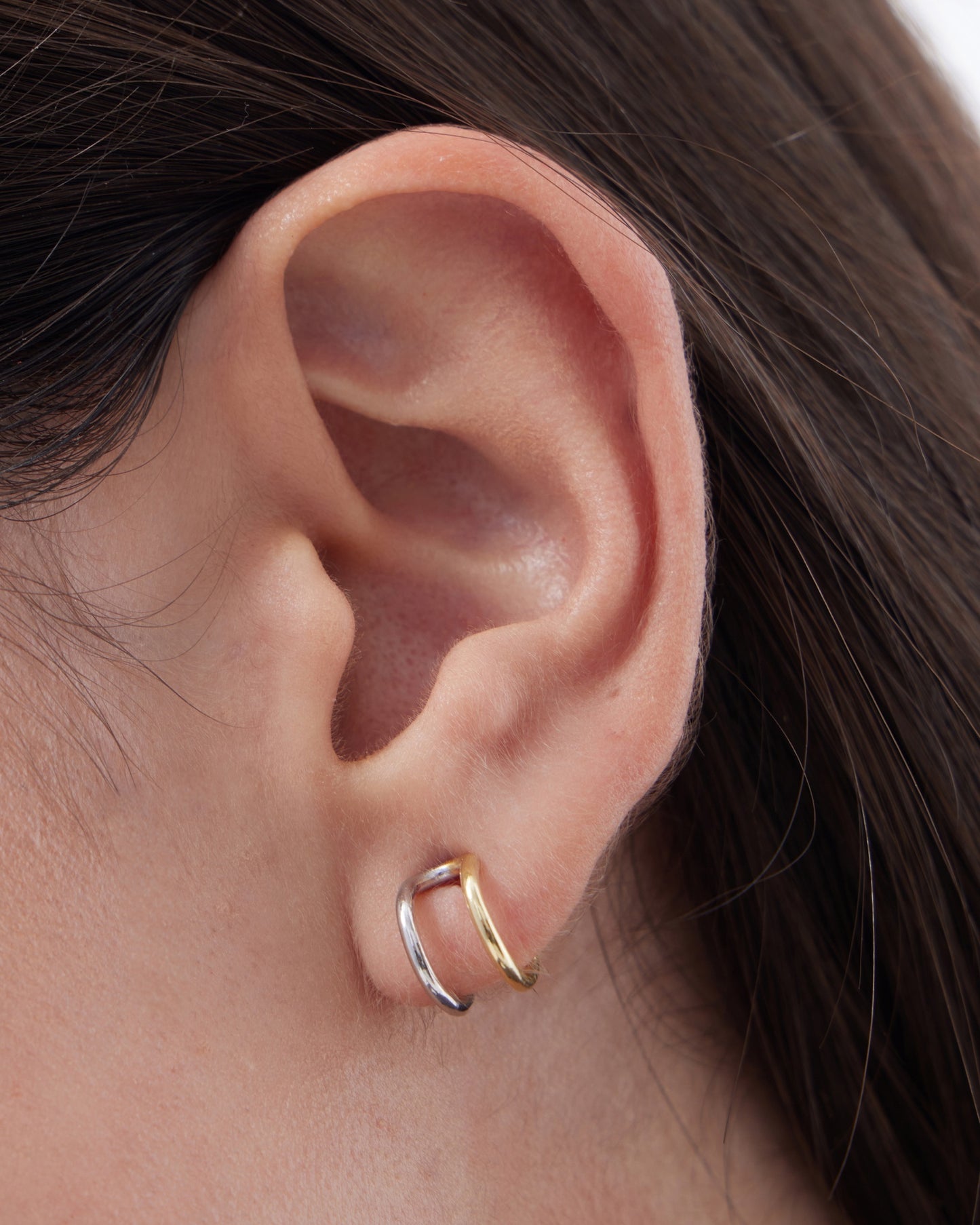 Pendientes aro Avenue doble bicolor en Plata