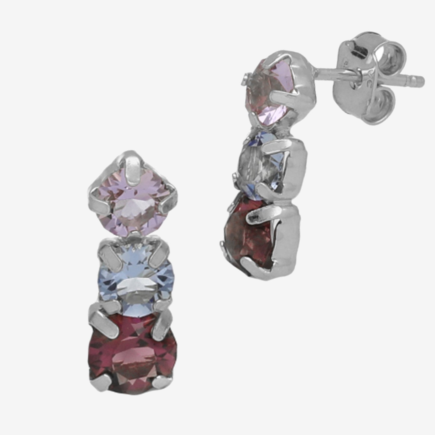 Pendientes cortos Velvet cristal multicolor en Plata