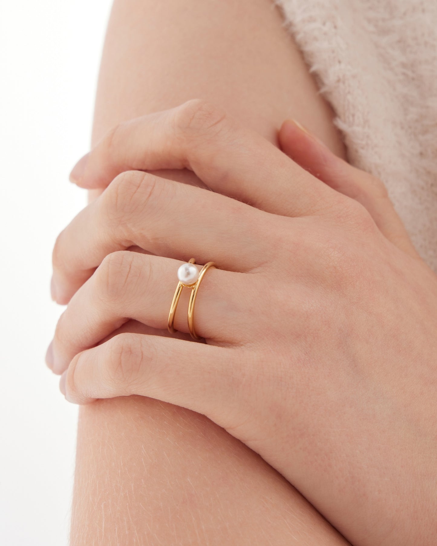 Anillo ajustable Sera con perla en Plata