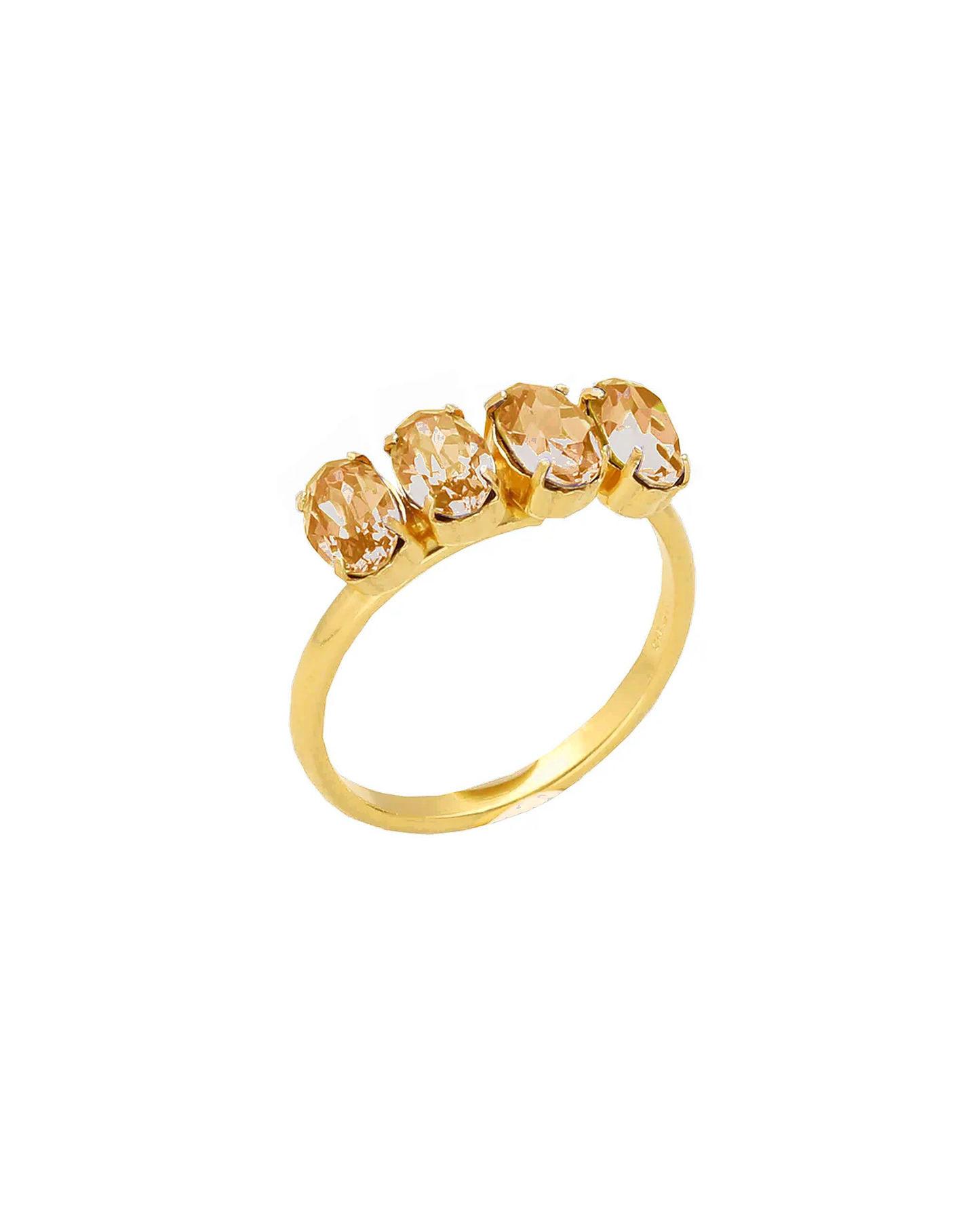 Anillo ajustable God Morgen con cristal en Plata baño Oro