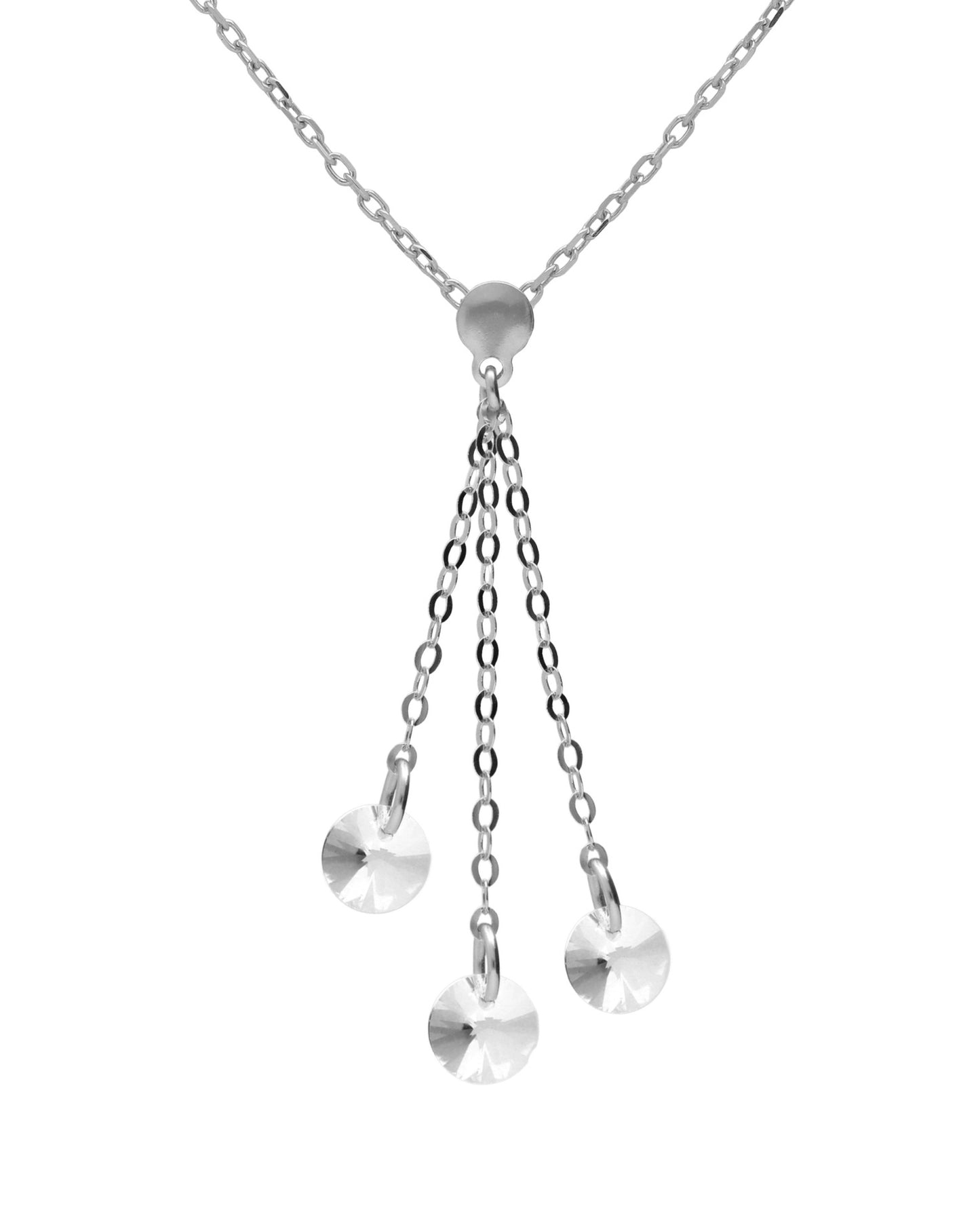 Collar largo Muse círculo con cristal blanco en Plata