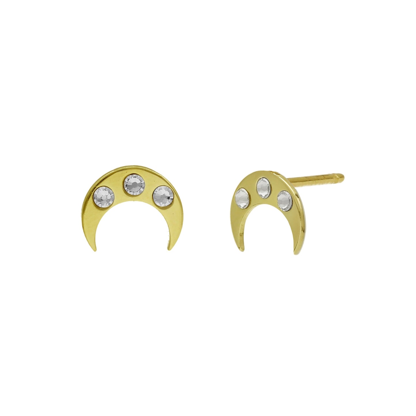 Pendientes botón Provenza luna cristal blanco en Plata