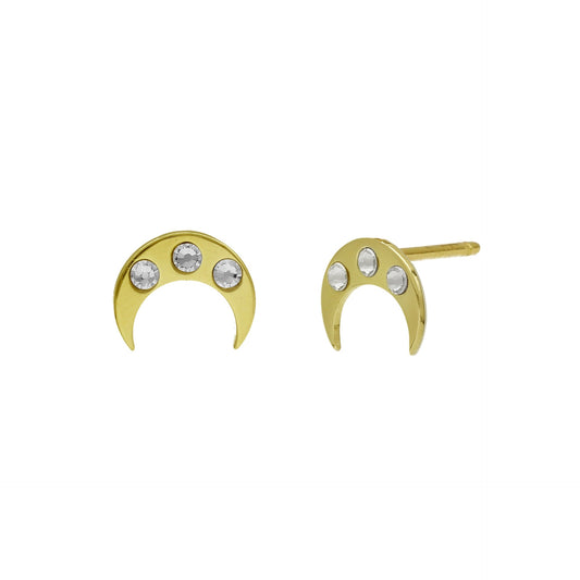 Pendientes botón Provenza luna cristal blanco en Plata