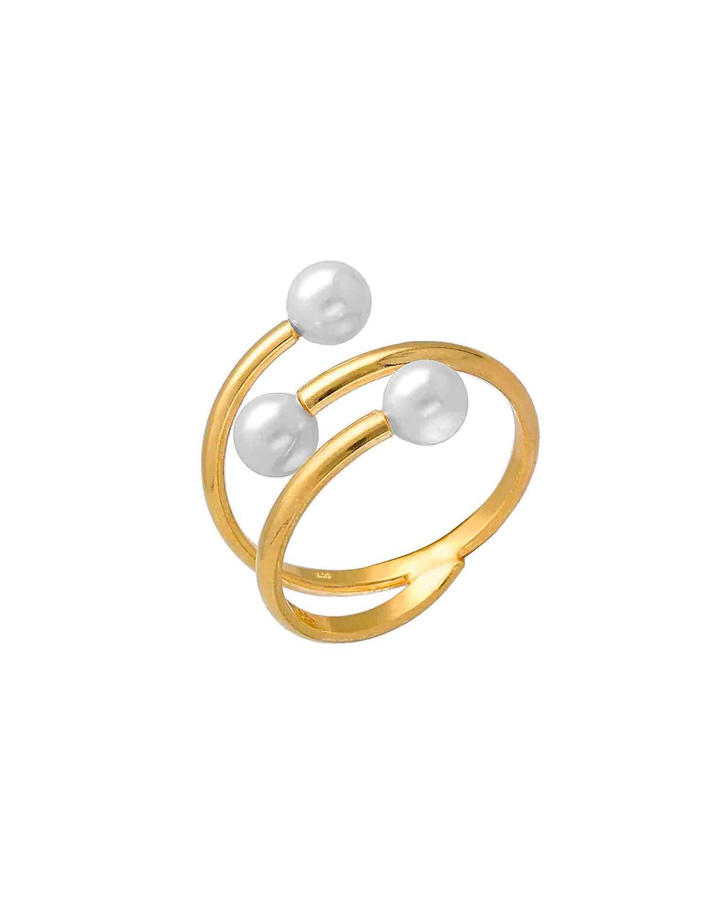 Anillo ajustable espiral Ohayo con perla en Plata
